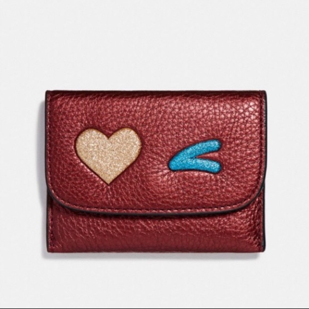 Coach Card Pouch with glitter heart